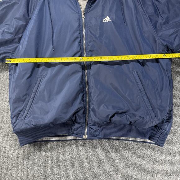 Vintage Y2K Adidas Reversible Hooded Stadium Blue Puffy Jacket Men Size Large - Picture 13 of 15